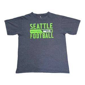 Seattle Seahawks T-Shirt Fanatics Large Gray Football Graphic Tee NFL Fan Gear